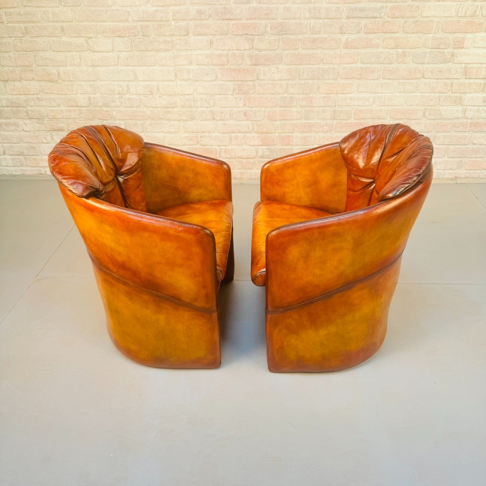 Pair of Vintage Danish Stouby Tub Chairs | Hand Dyed Tan Leather