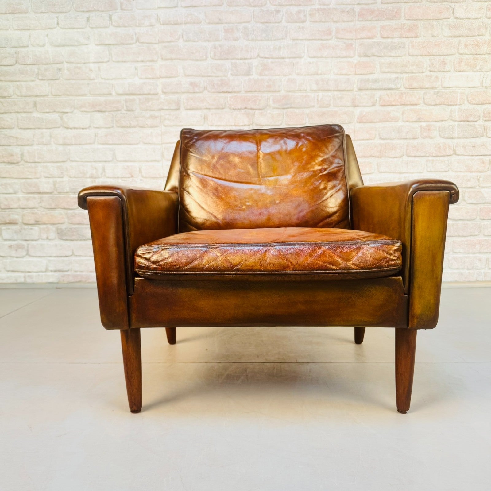 Vintage 1960s George Thams Danish Armchair | Hand Dyed Tan Leather