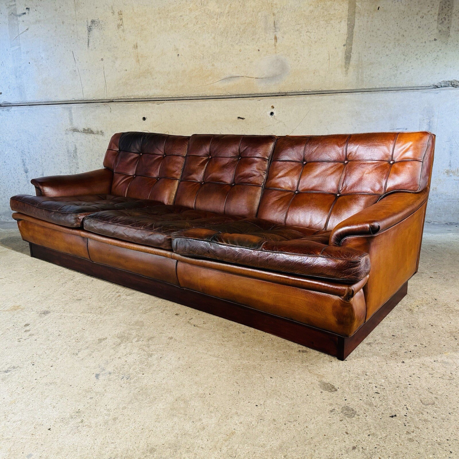Vintage 1970s "Mexico" Sofa by Arne Norell Three-Seater Tan Leather