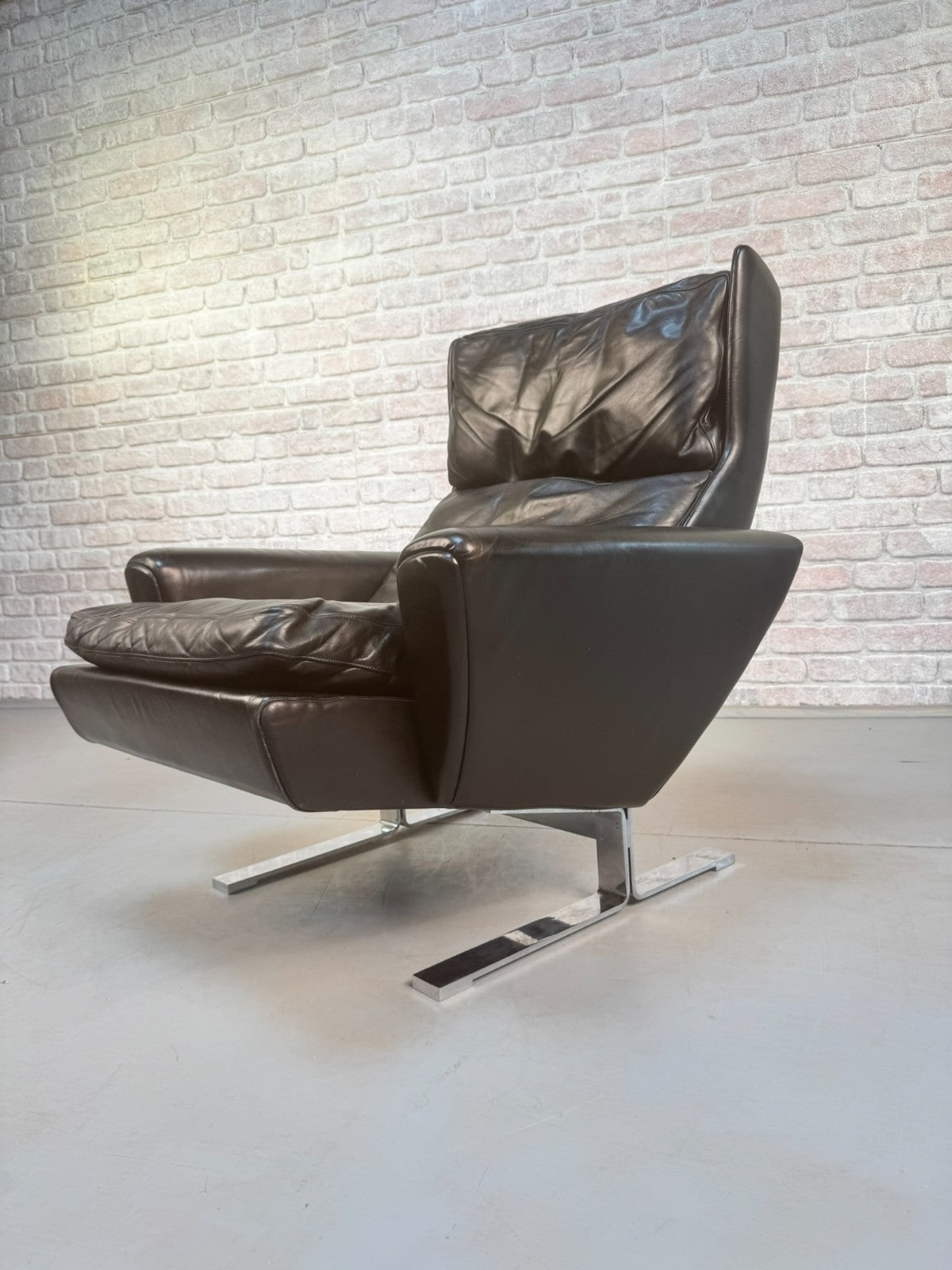 Vintage Georg Thams Black Leather Lounge Chairs for Vejen Polstermøbelfabrik