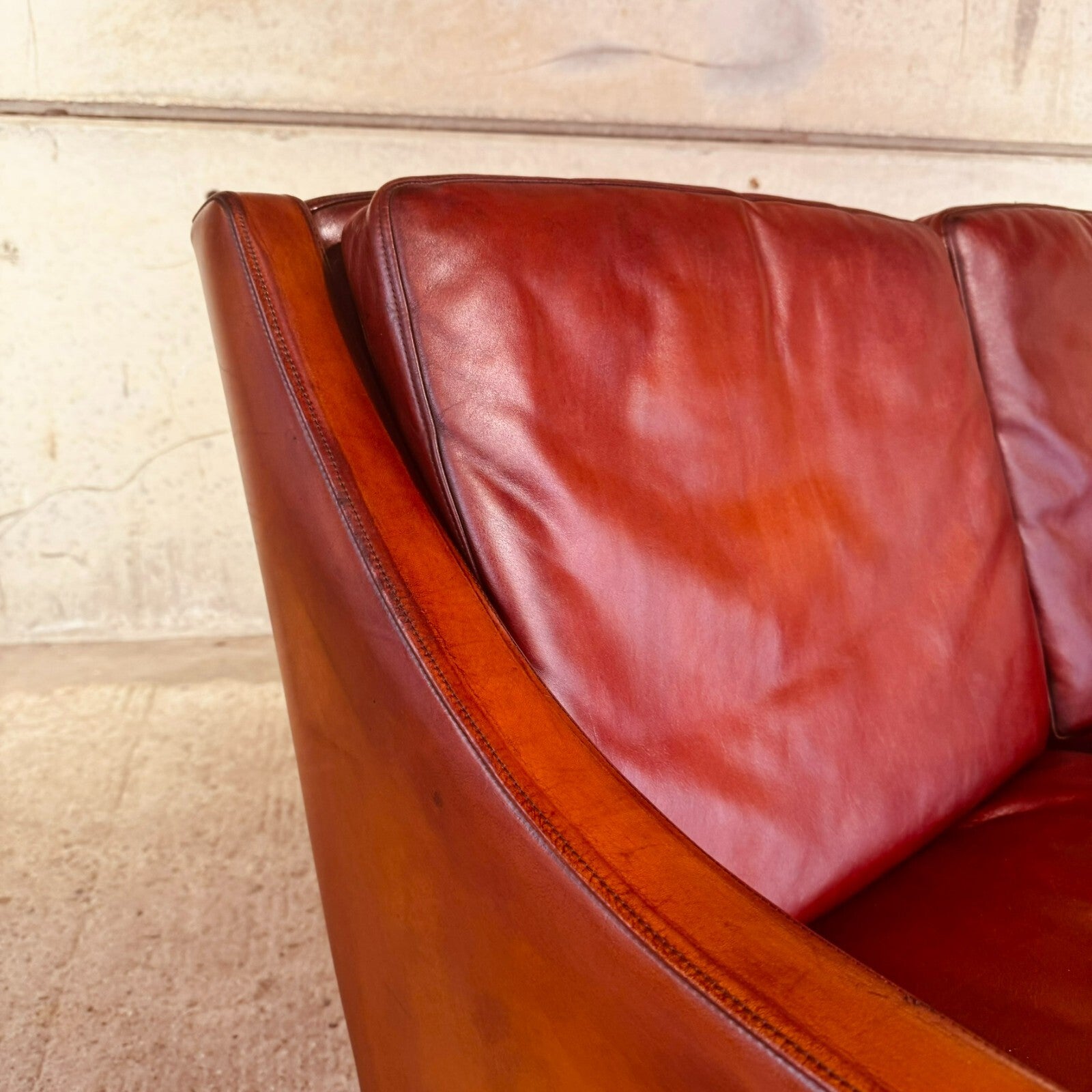 Vintage 1960s Danish Rud Thygesen Cognac Leather 2 Seater Sofa