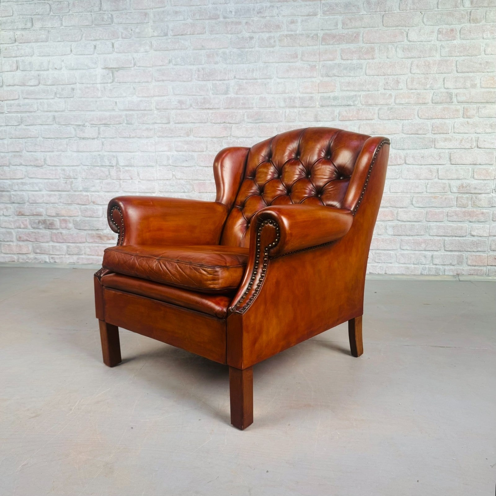 Neat Vintage Danish Tan Leather Armchair