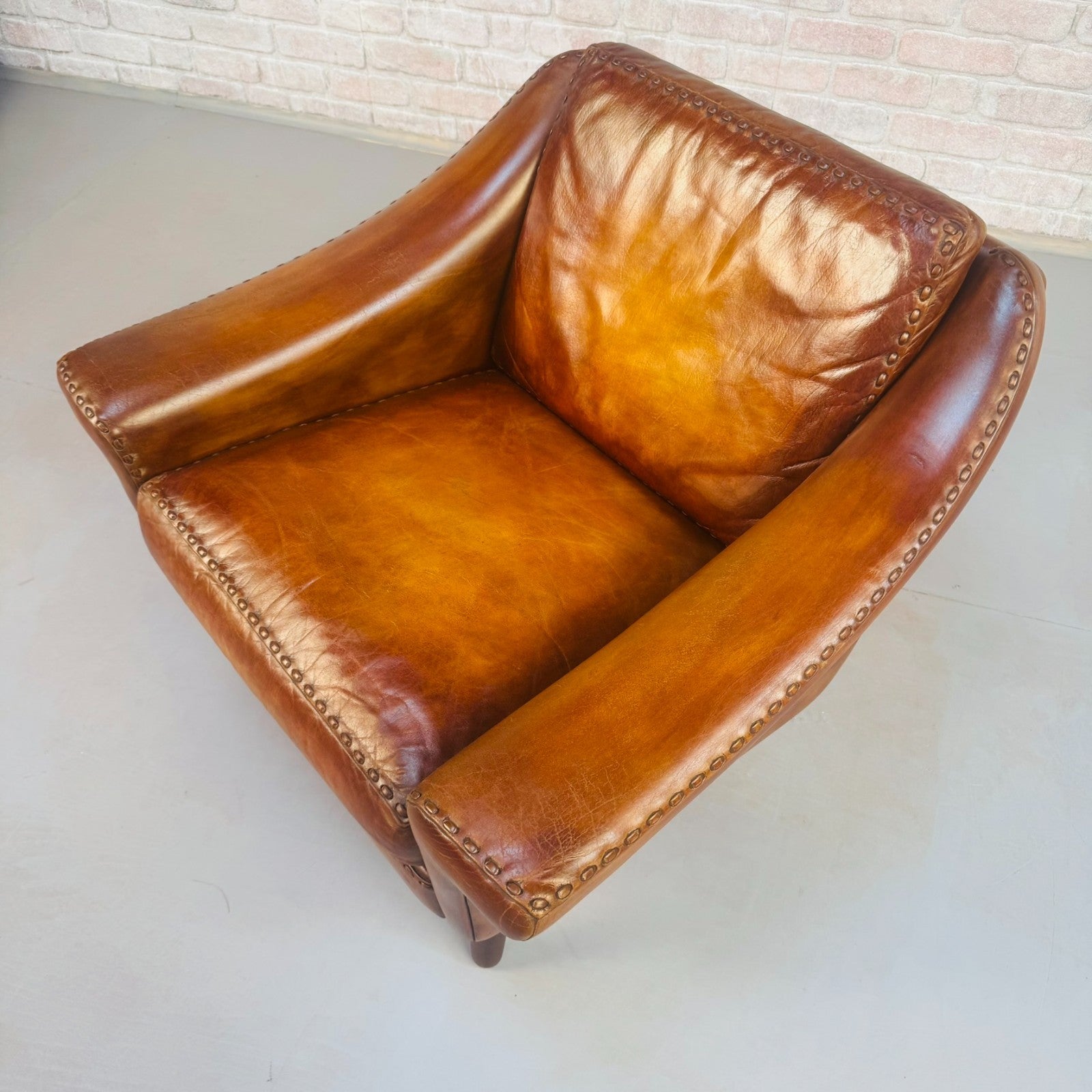 Vintage 60s Aage Christiansen "Matador" Tan Leather 2 Seater Sofa & Chair