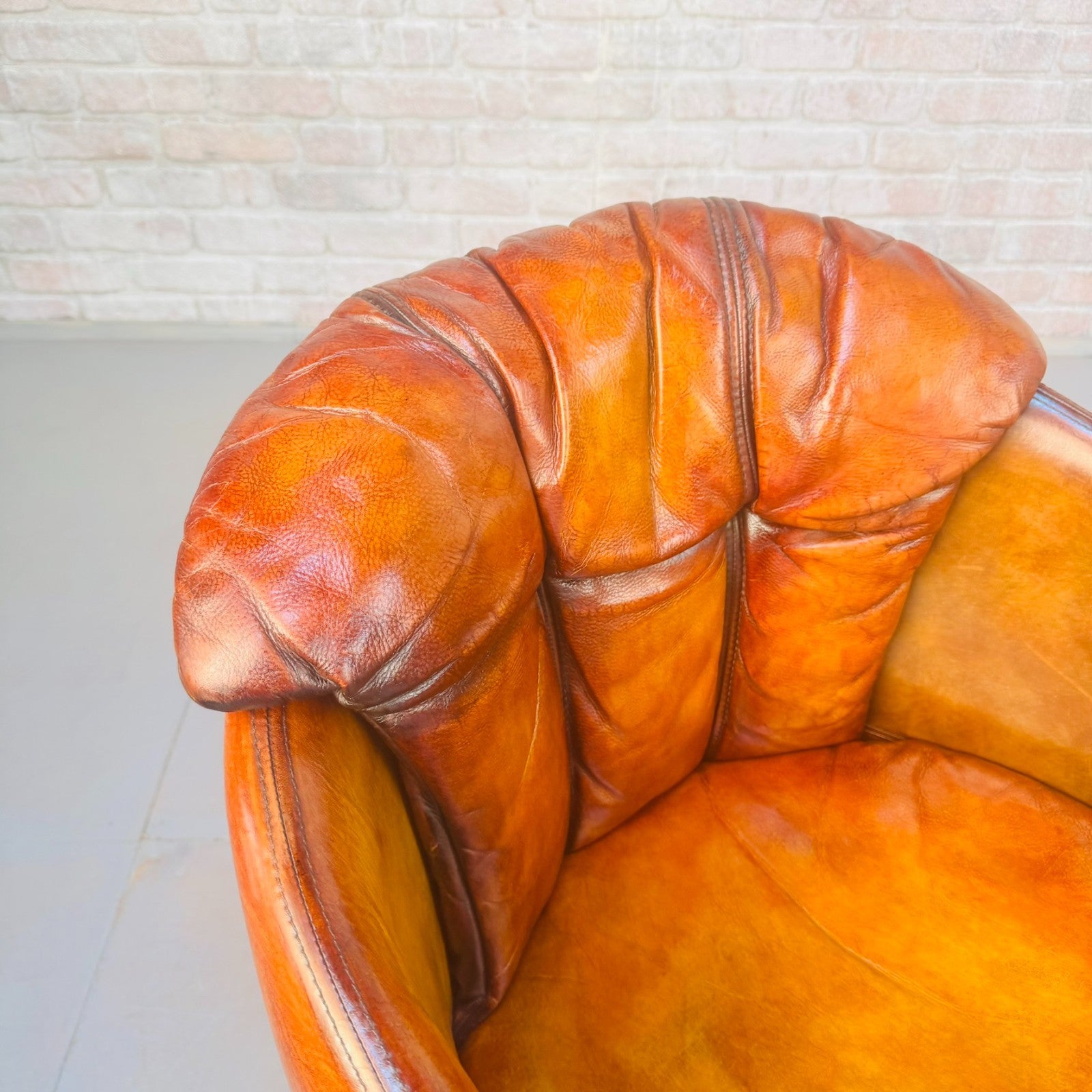 Pair of Vintage Danish Stouby Tub Chairs | Hand Dyed Tan Leather