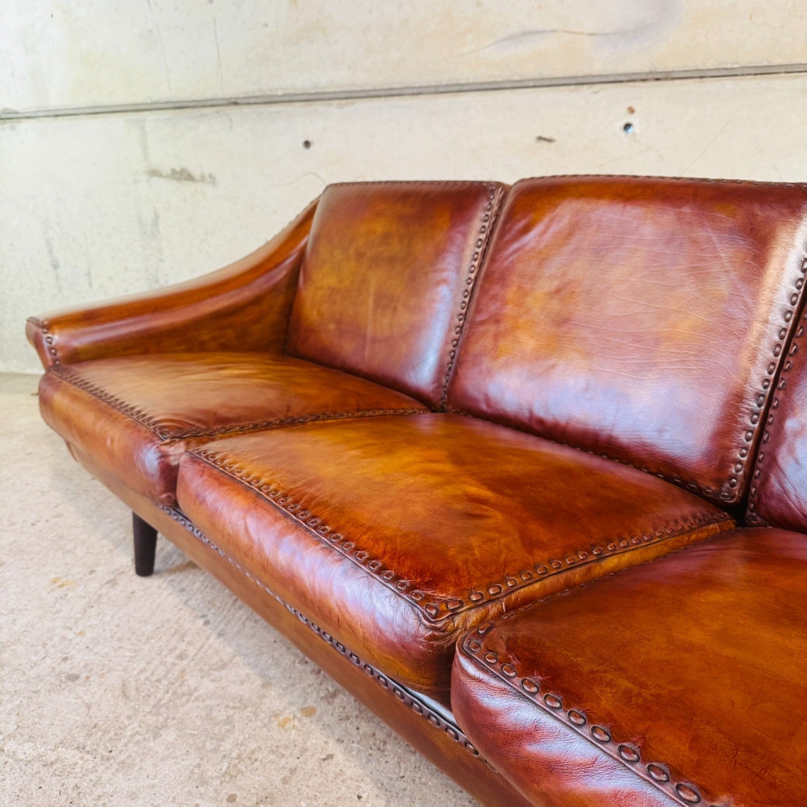 1970s "Matador" Three-Seater Light Tan Leather Sofa by Aage Christiansen