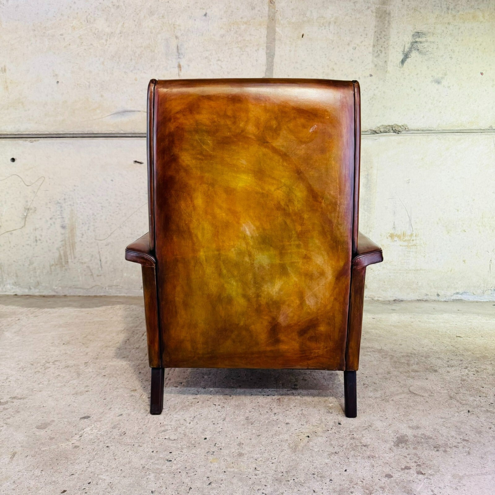 Vintage 70s Danish High-Back Tan Leather Chair – Timeless Comfort & Style