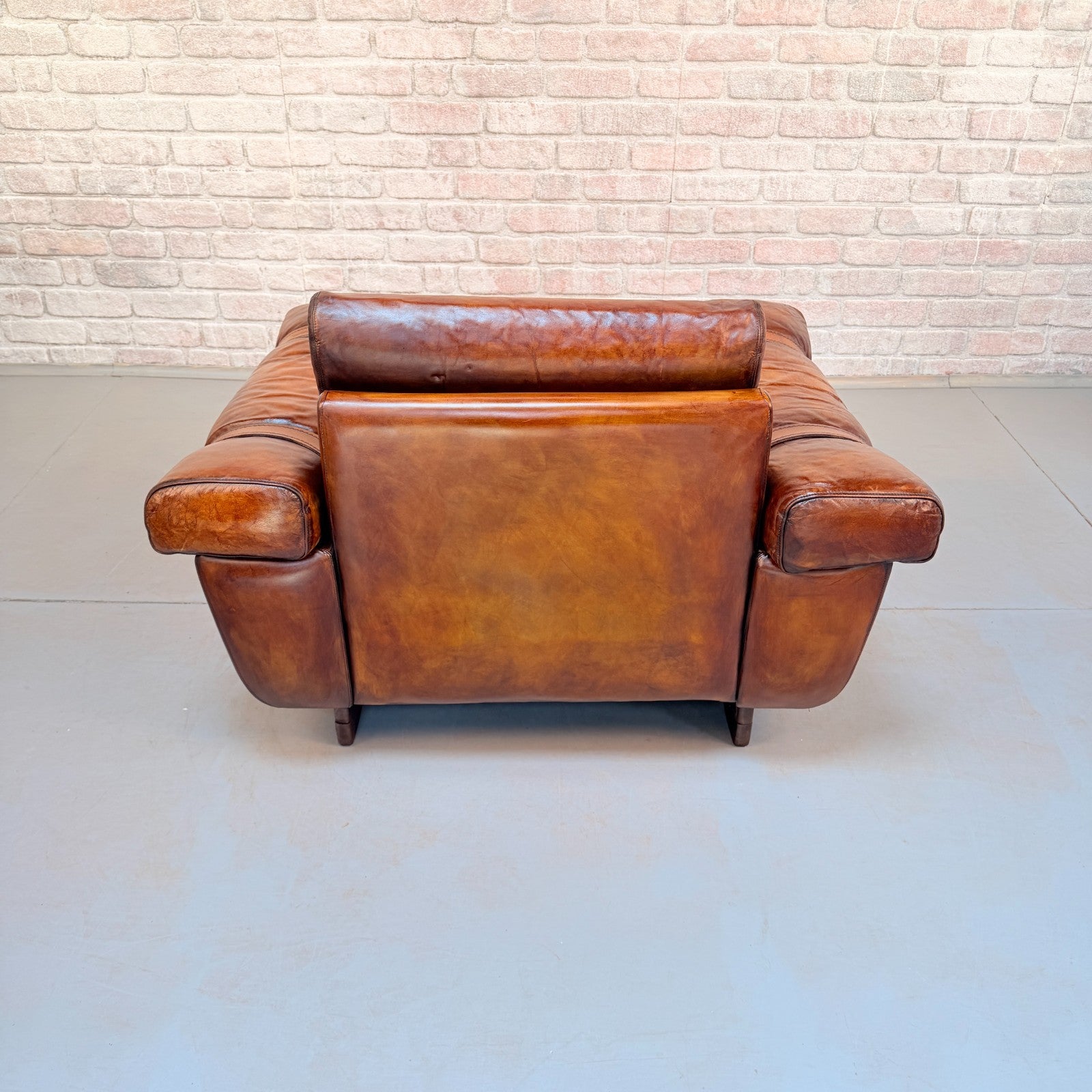 Vintage 1970s Svend Skippers Tan Leather Armchair Hand Dyed Cognac Patina