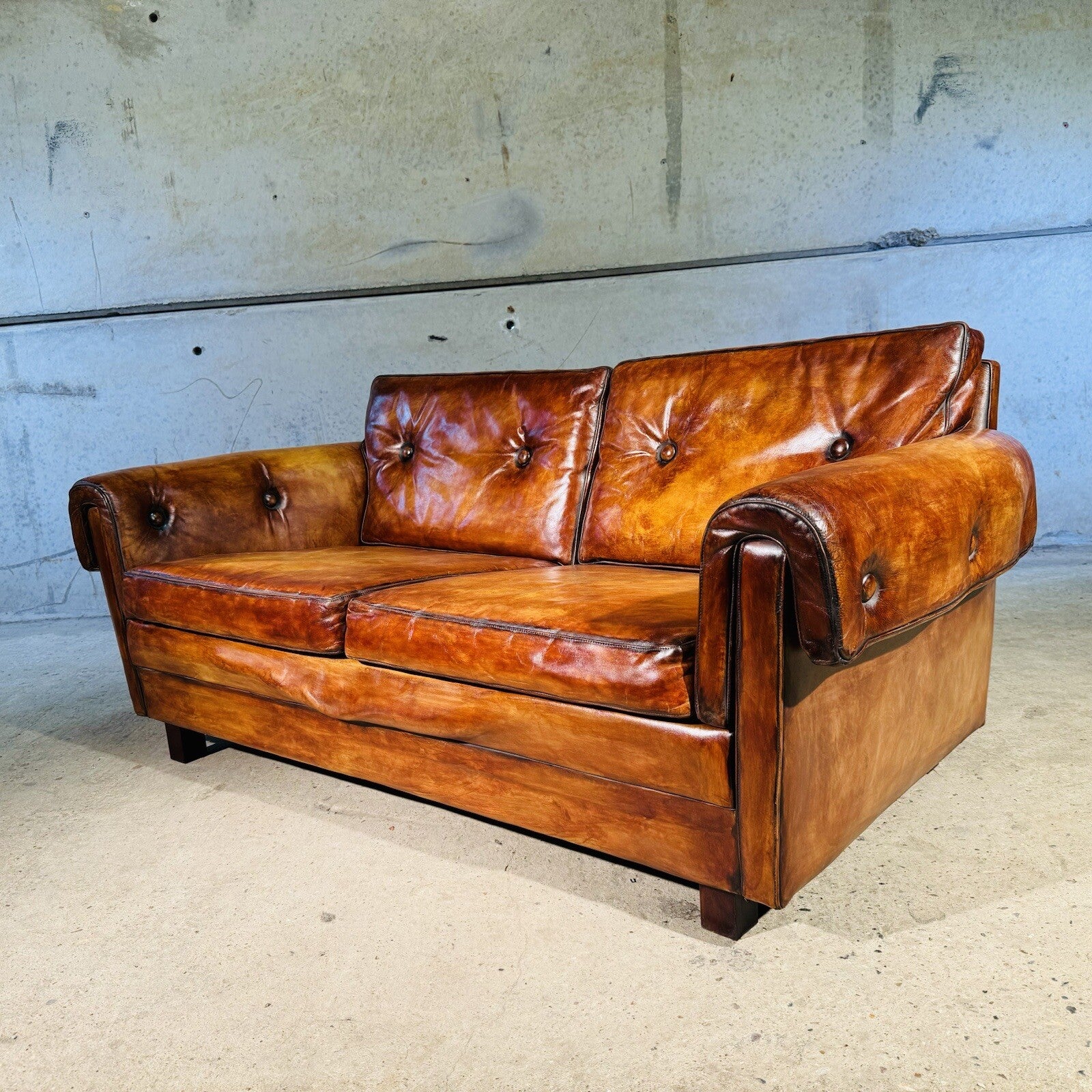 Vintage 1970s Danish Svend Skippers  Leather Sofa Two-Seater and Chair Set #A242