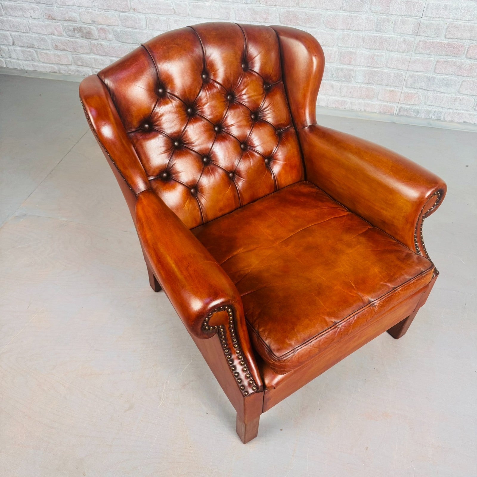 Neat Vintage Danish Tan Leather Armchair