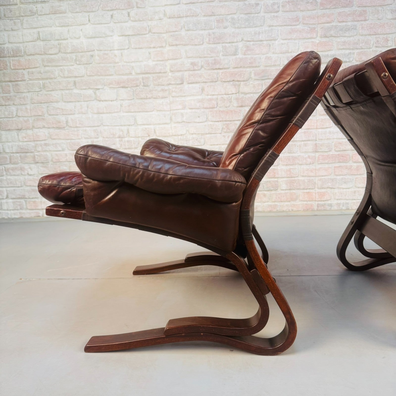 Pair of  1970s Danish ‘Skyline’ Brown Leather Armchairs by Hove Møbler
