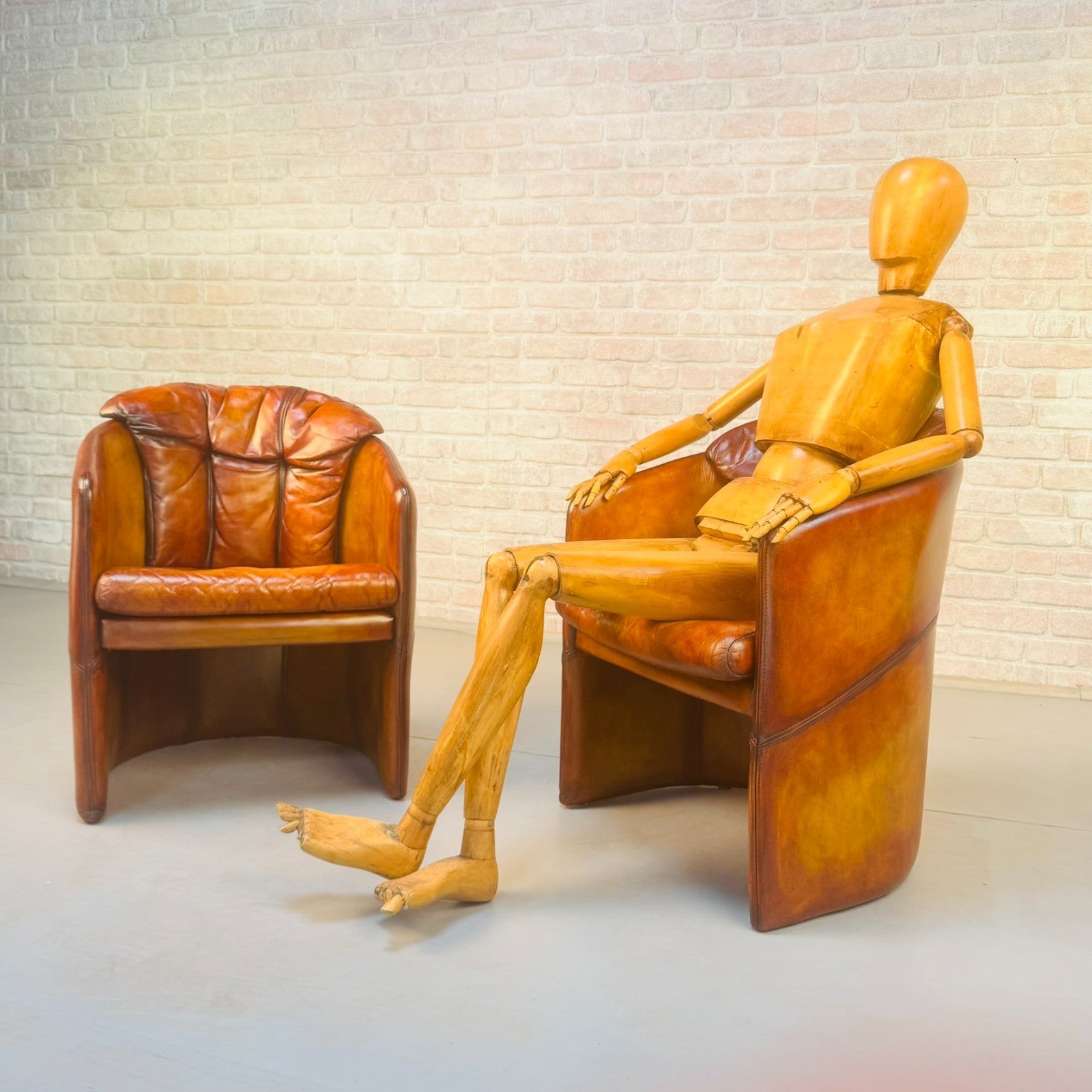 Pair of Vintage Danish Stouby Tub Chairs | Hand Dyed Tan Leather