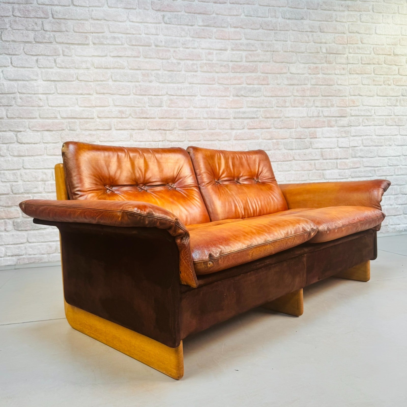 Vintage De Sede Two Seater Tan Leather Sofa