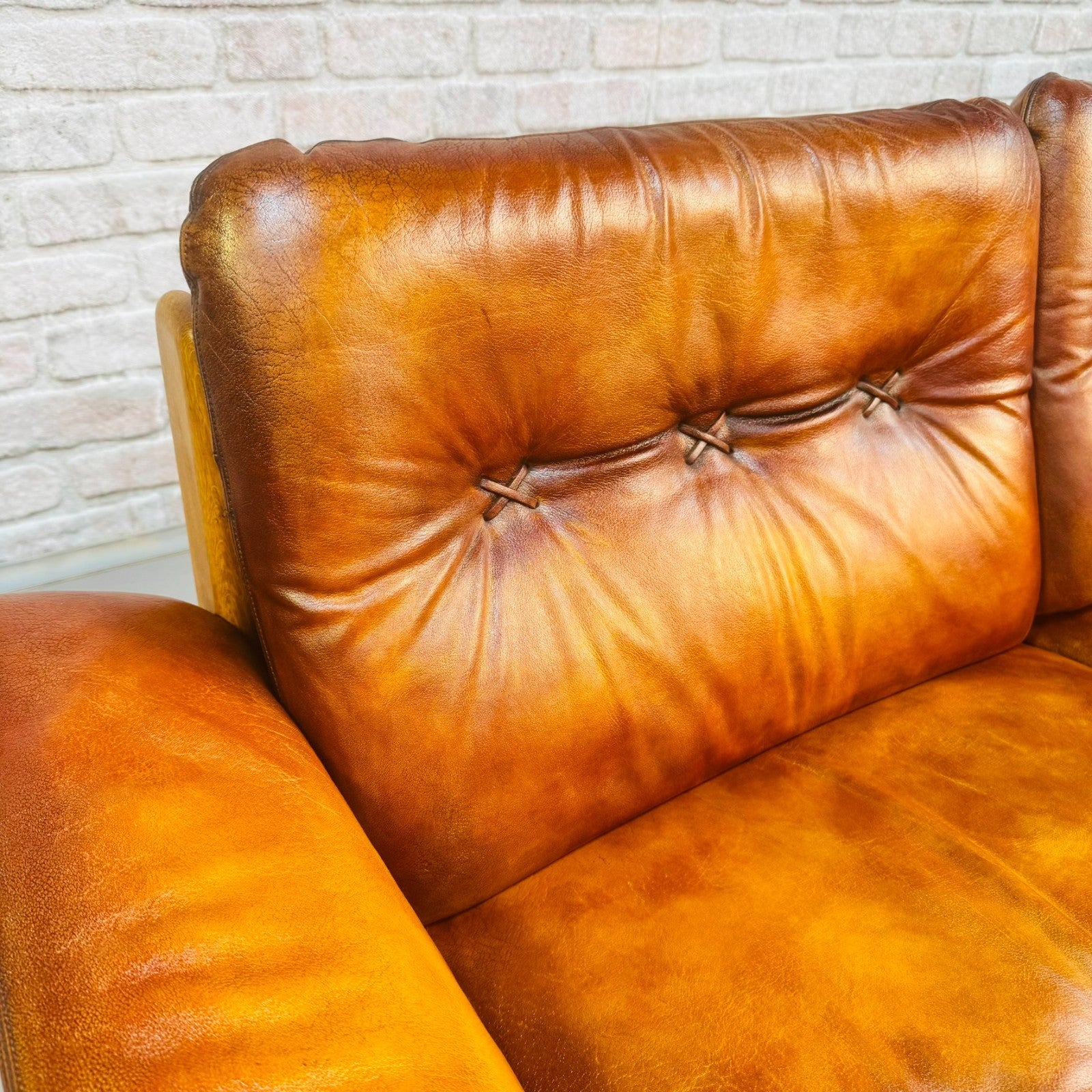Vintage De Sede Two Seater Tan Leather Sofa