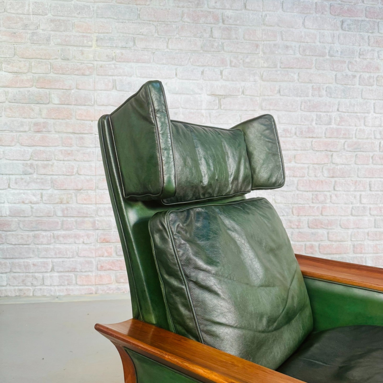 1960s Danish Green Leather Three-Seater Sofa & His & Hers Armchairs Golstrup