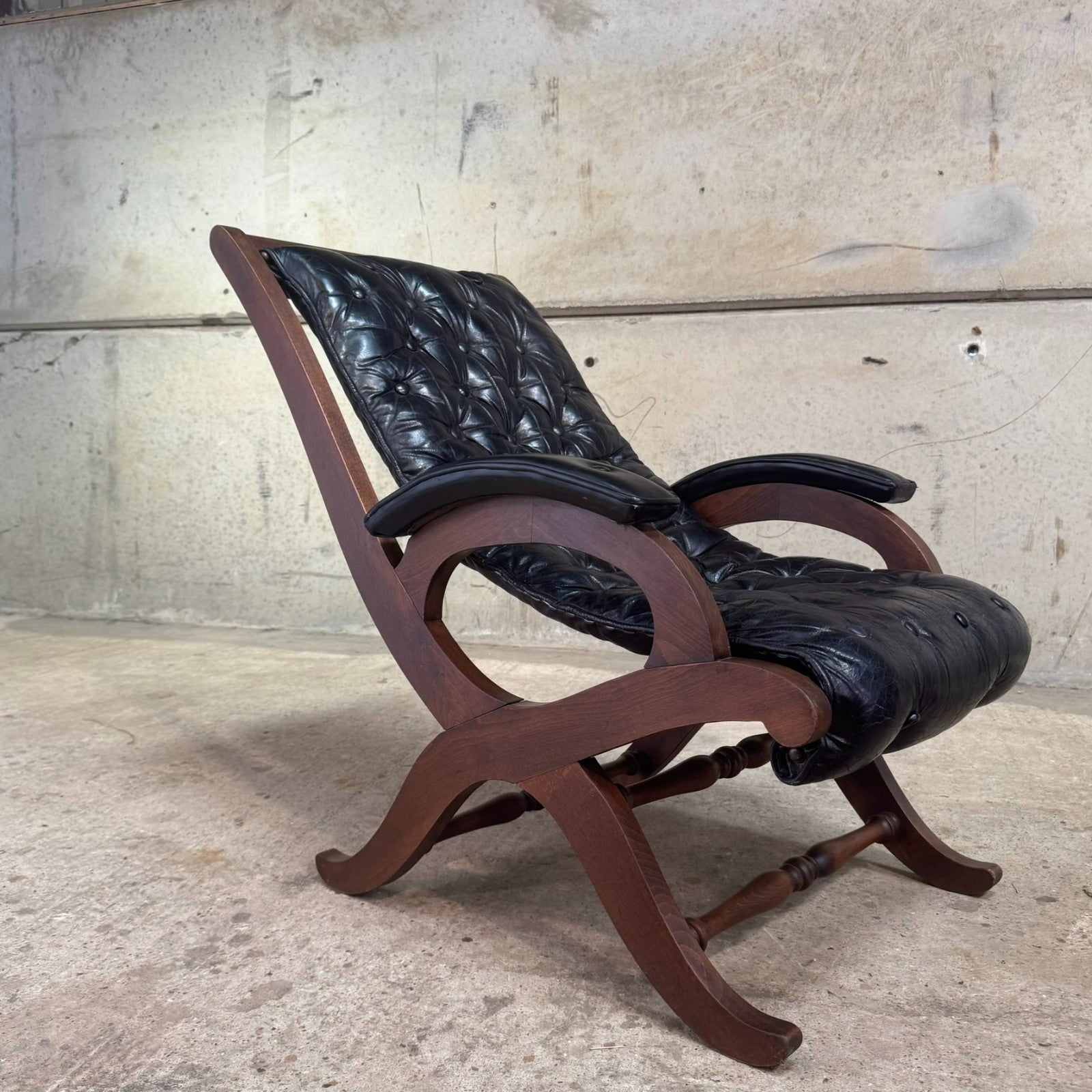 Pair of 1940s Spanish Slipper Chairs with Footstool – Pierre Lottier for Valenti