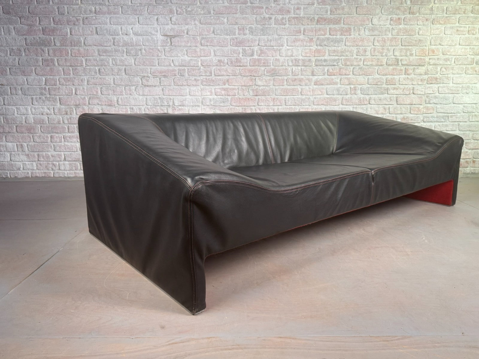 Black Leather Three-Seater Malmo Sofa Designed by Patricia Urquiola for Moroso