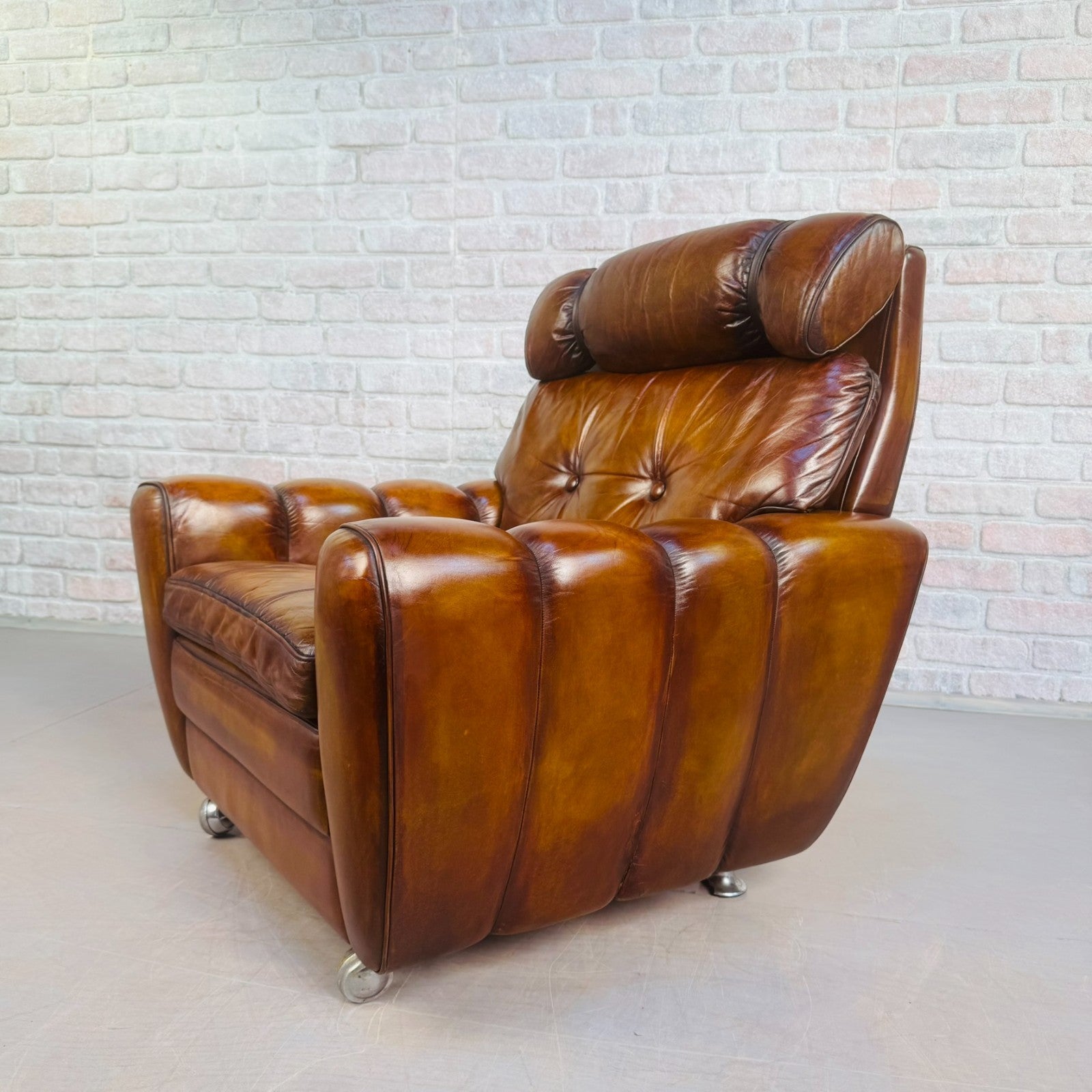 Vintage 1970s Svend Skipper Danish Tan Leather Armchair – Beautiful Patina