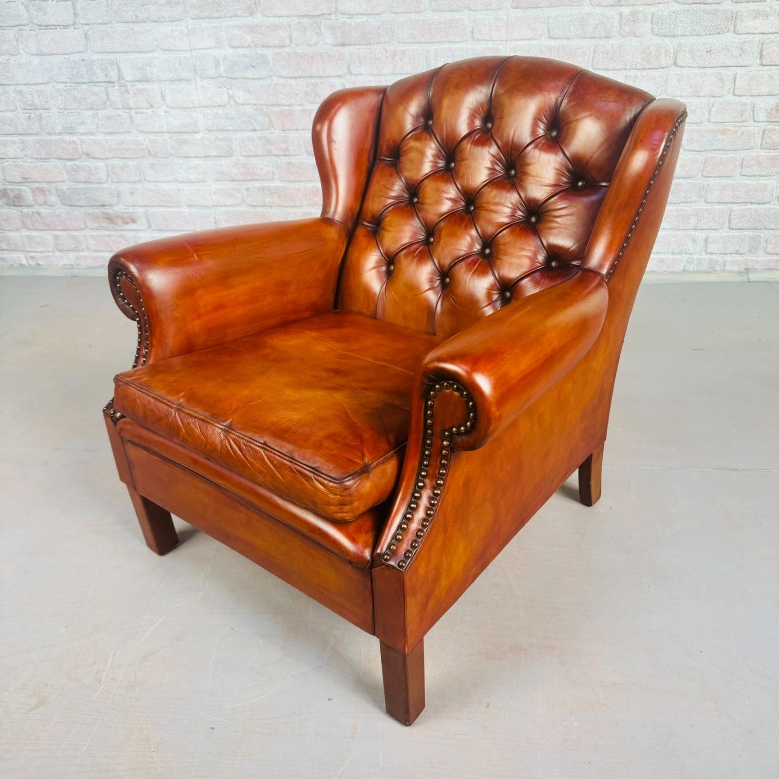 Neat Vintage Danish Tan Leather Armchair