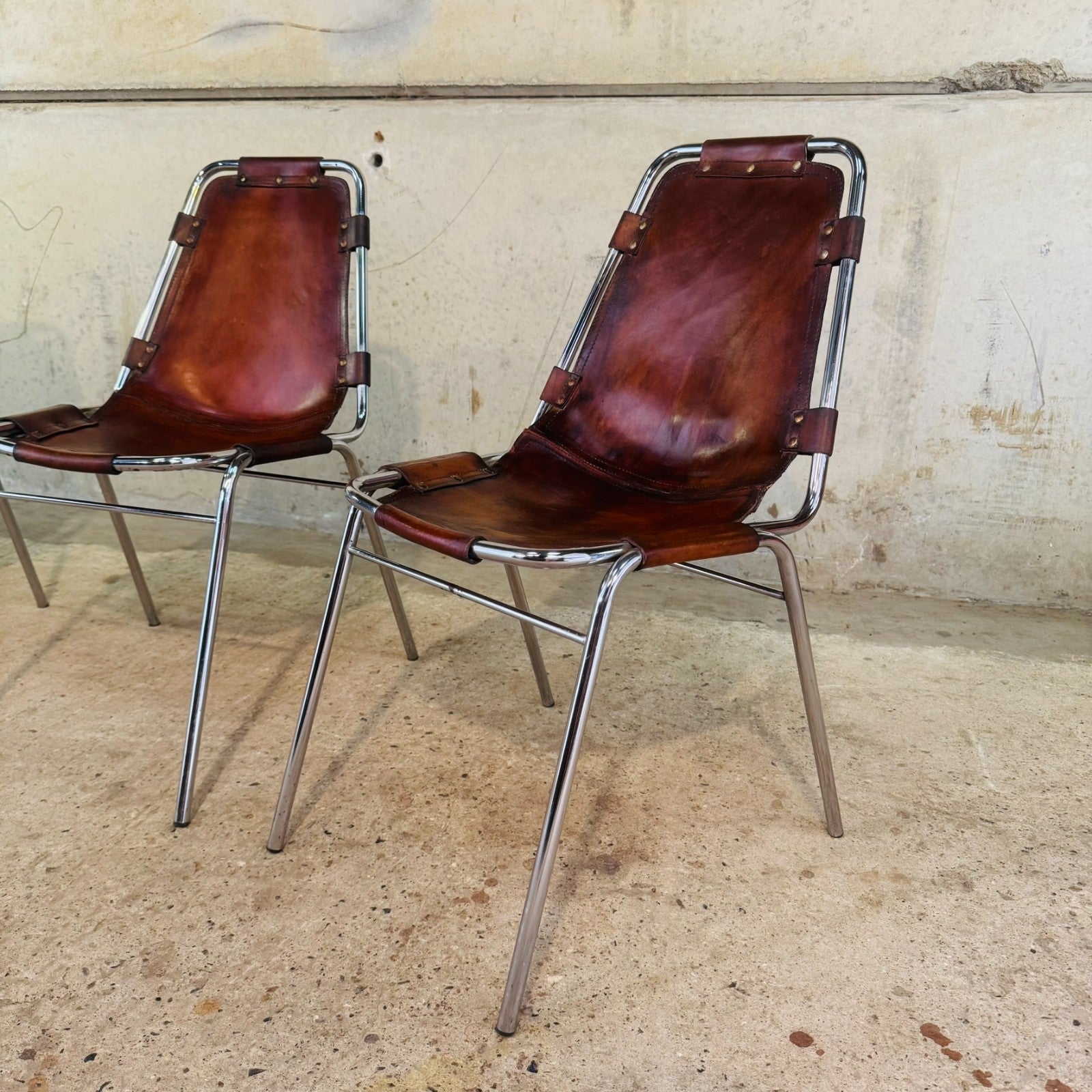 4 Les Arcs Chair – Tan Leather Iconic 1960s Design by Charlotte Perriand
