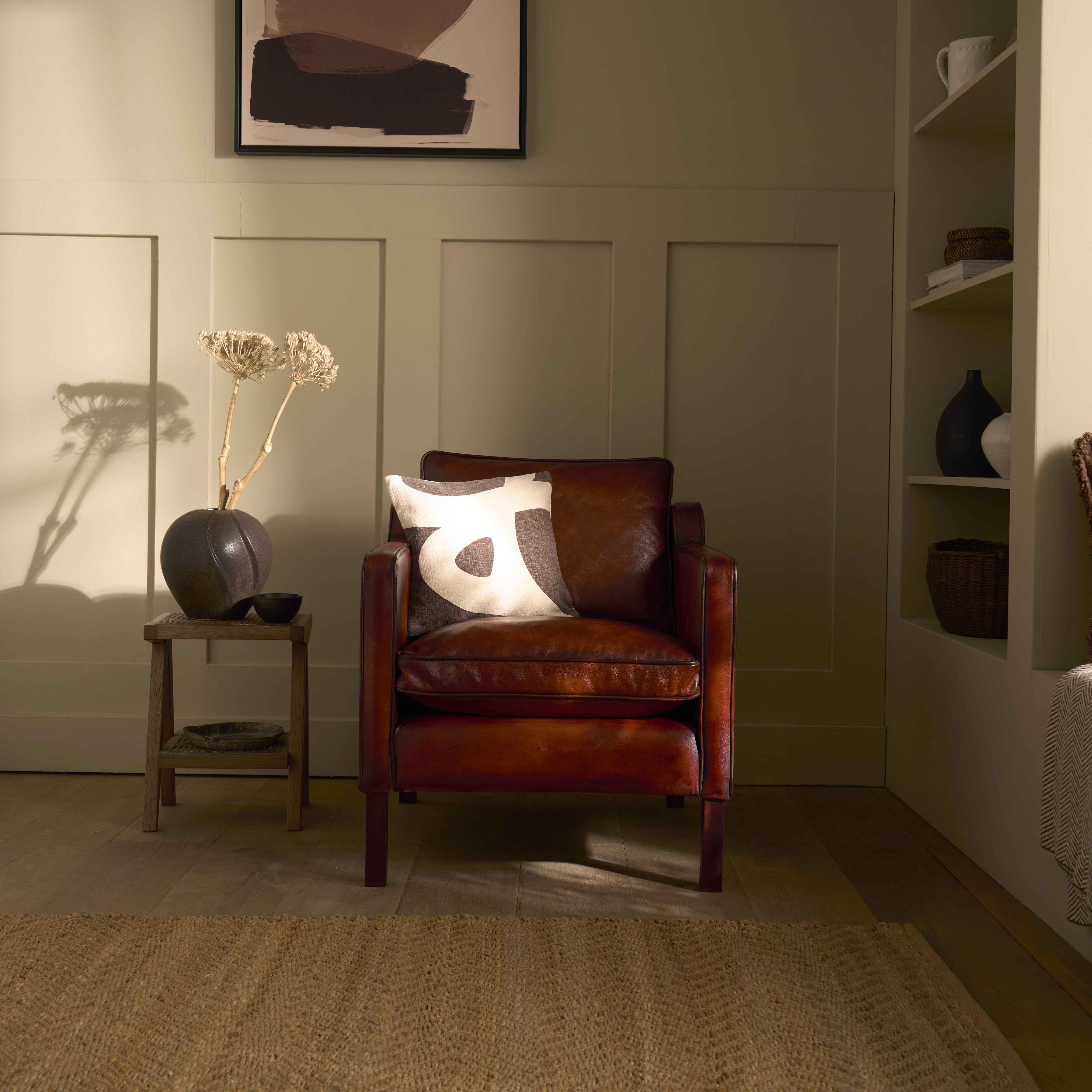 luxury-hand-dyed-mid-century-cigar-brown-leather-armchair-cottage-front