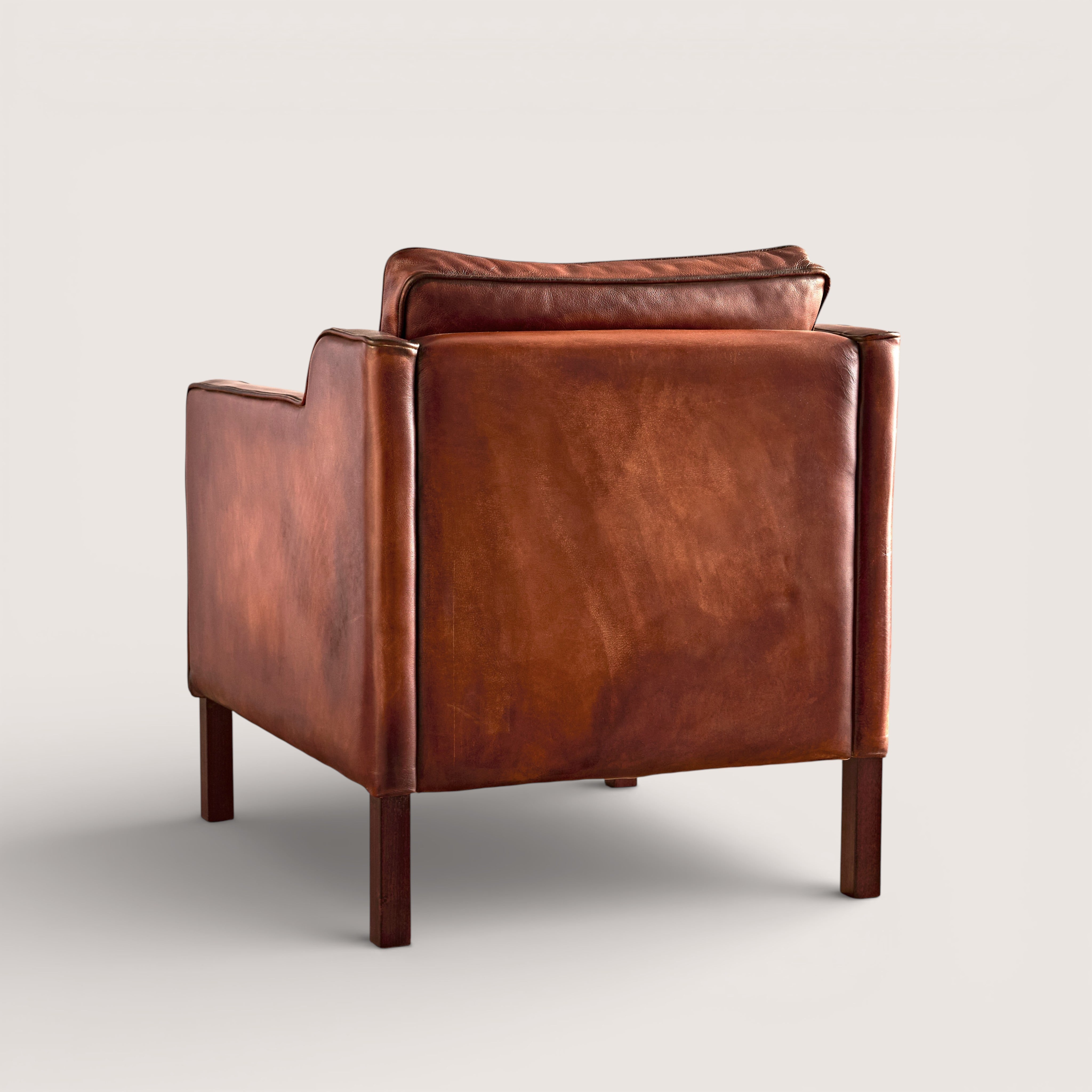 luxury-hand-dyed-mid-century-cigar-brown-leather-armchair-white-background-back