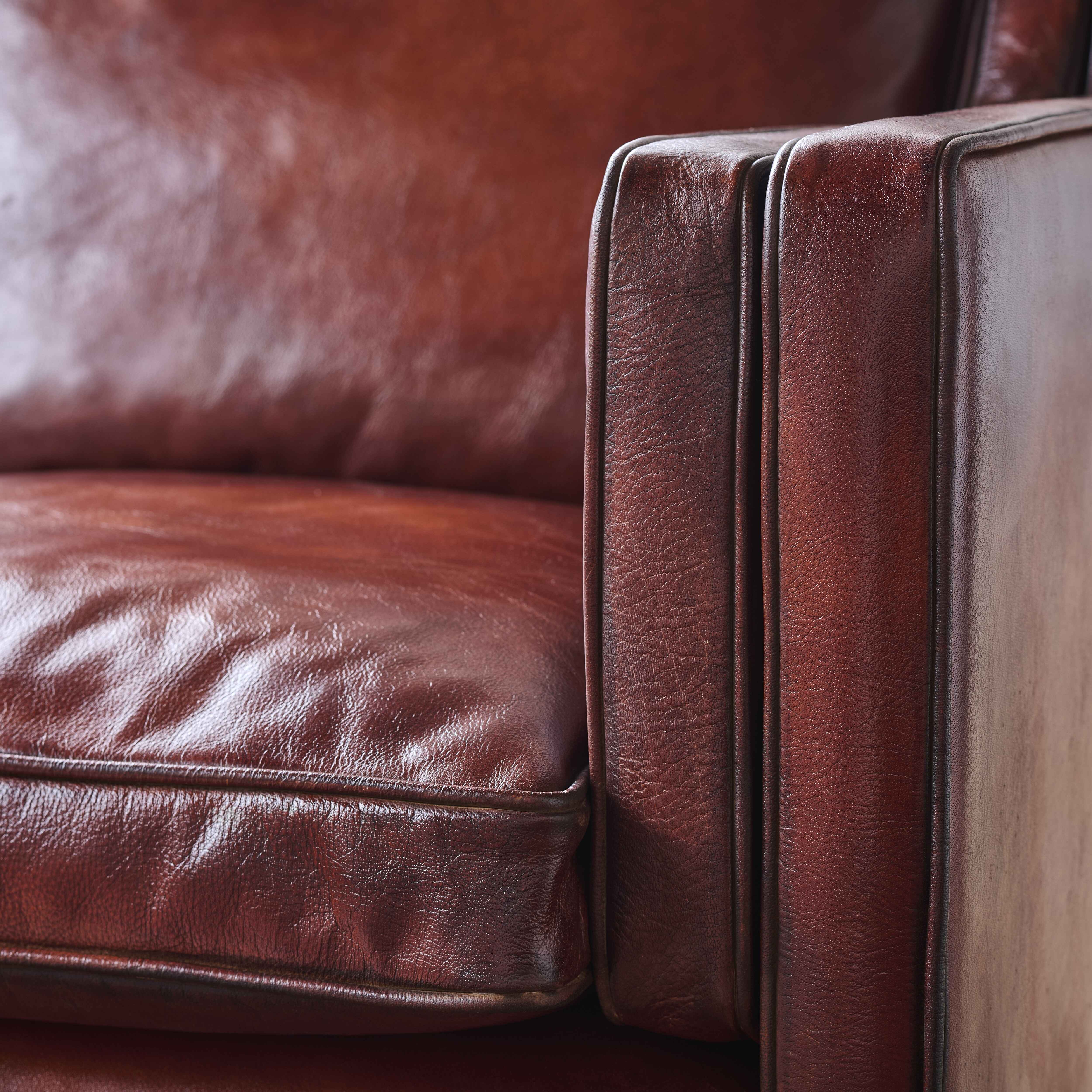 luxury-hand-dyed-mid-century-cigar-brown-leather-two-seater-sofa-loft-detail