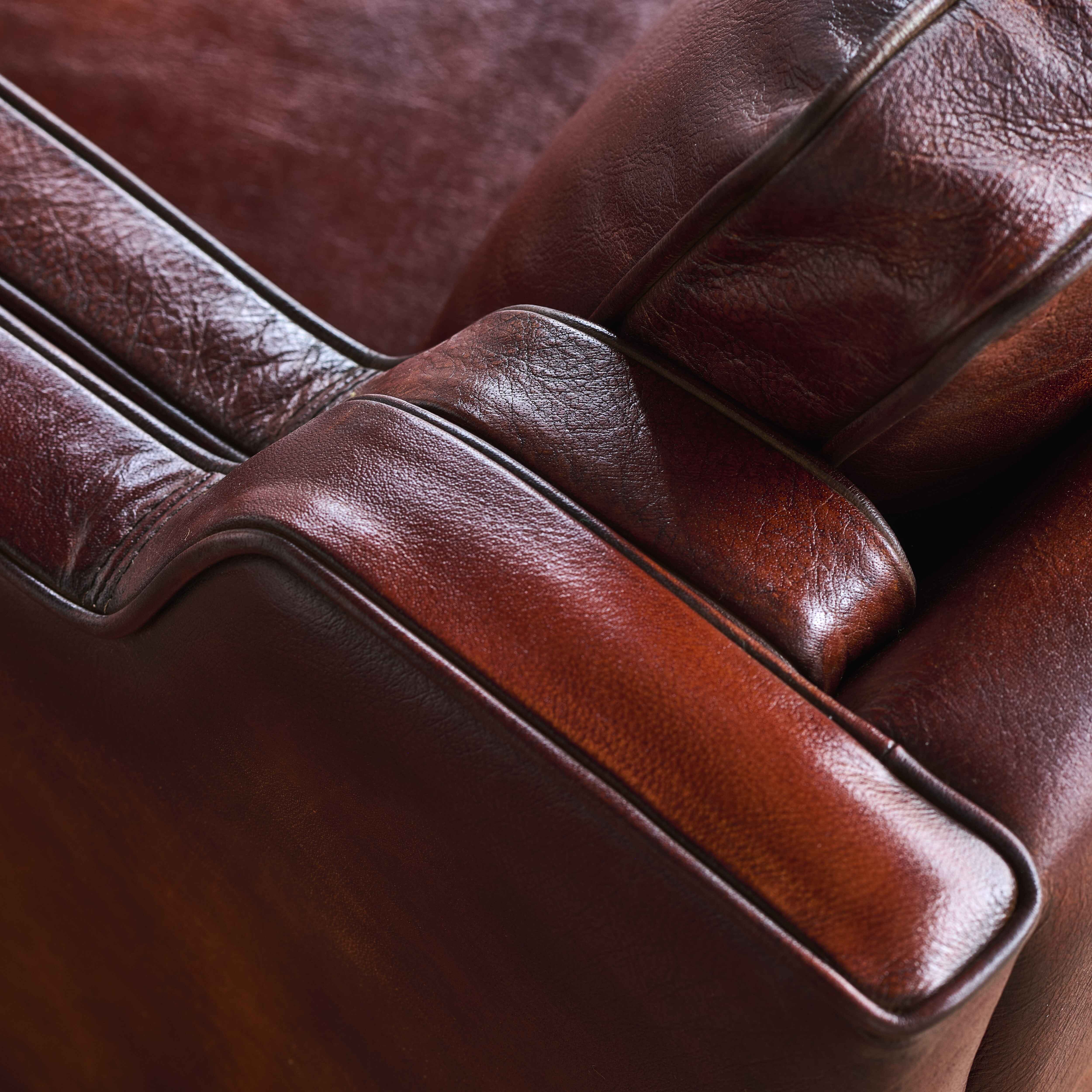 luxury-hand-dyed-mid-century-cigar-brown-leather-two-seater-sofa-loft-stitching