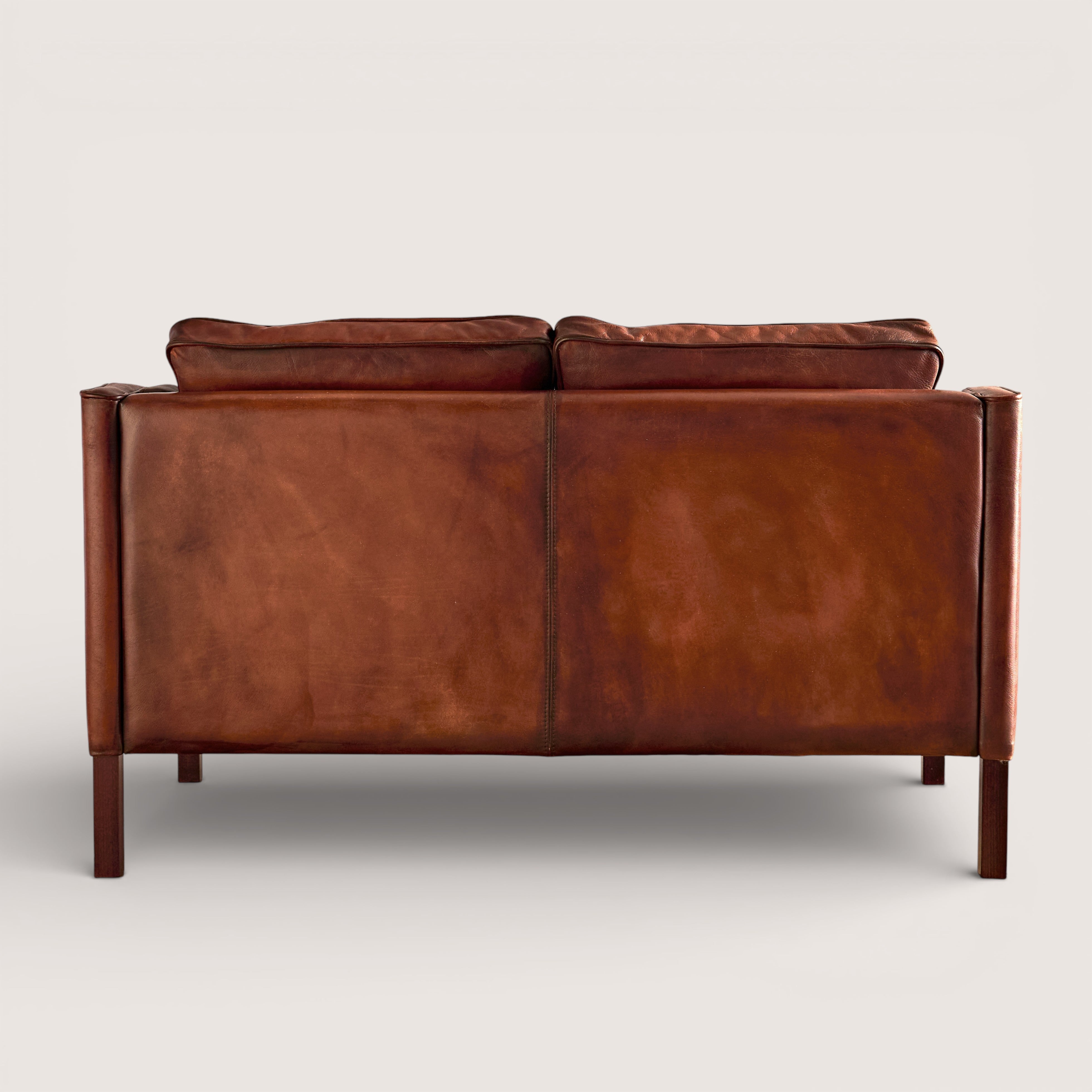 luxury-hand-dyed-mid-century-cigar-brown-leather-two-seater-sofa-white-background-back