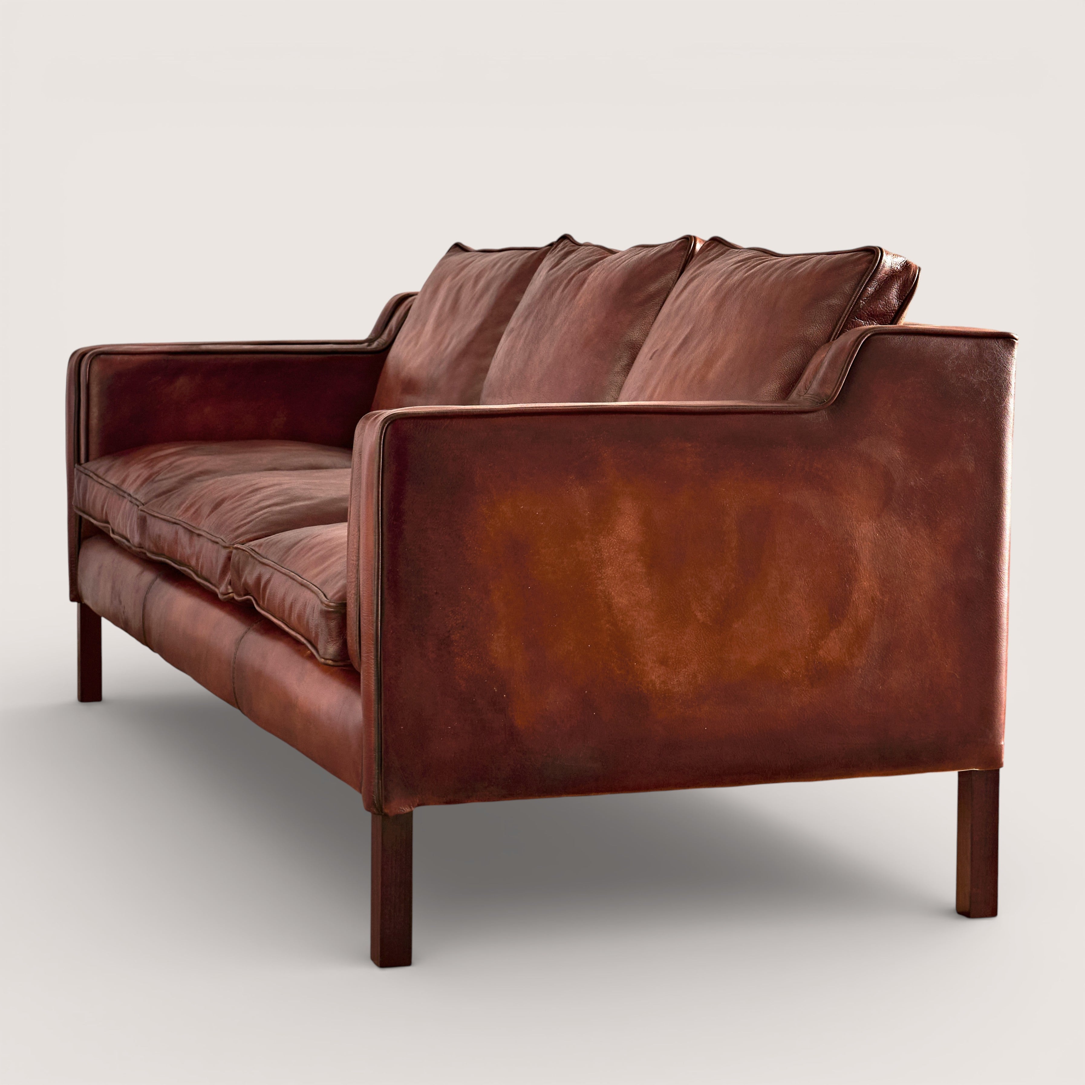 luxury-hand-dyed-mid-century-cigar-brown-tan-leather-three-seater-sofa-white-background-side