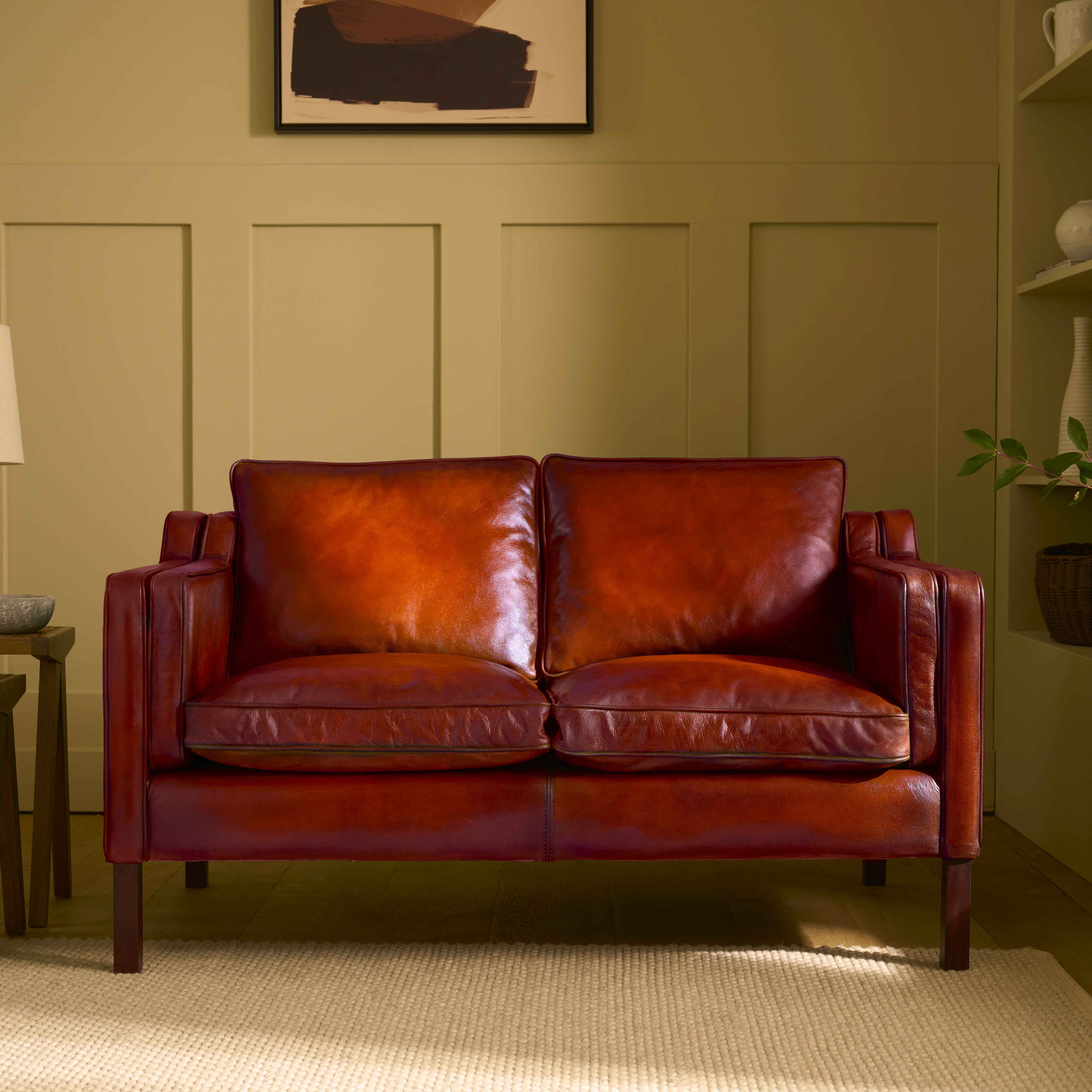 luxury-hand-dyed-mid-century-leather-two-seater-sofa-cottage-front