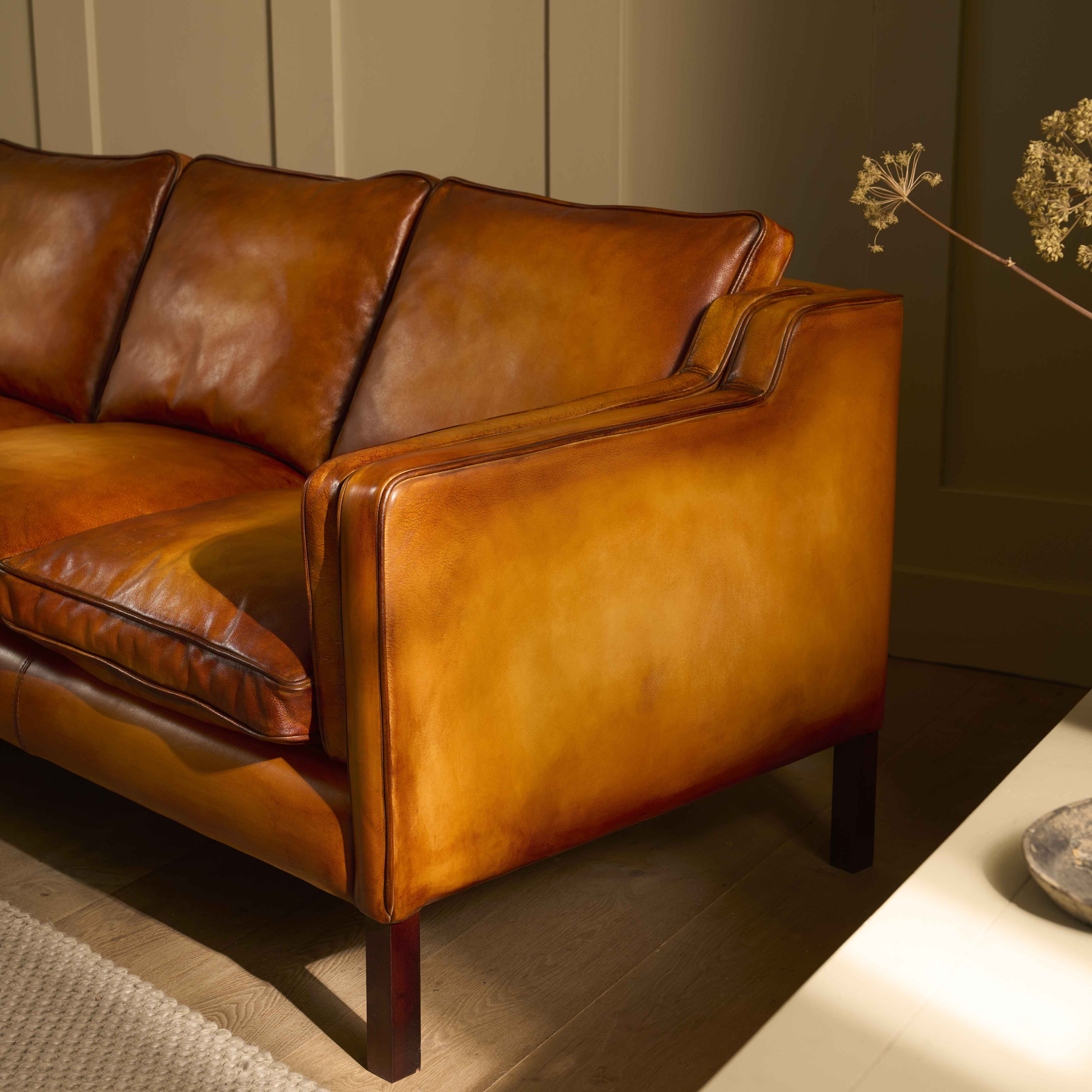 luxury-hand-dyed-mid-century-tan-leather-three-seater-sofa-cottage-side