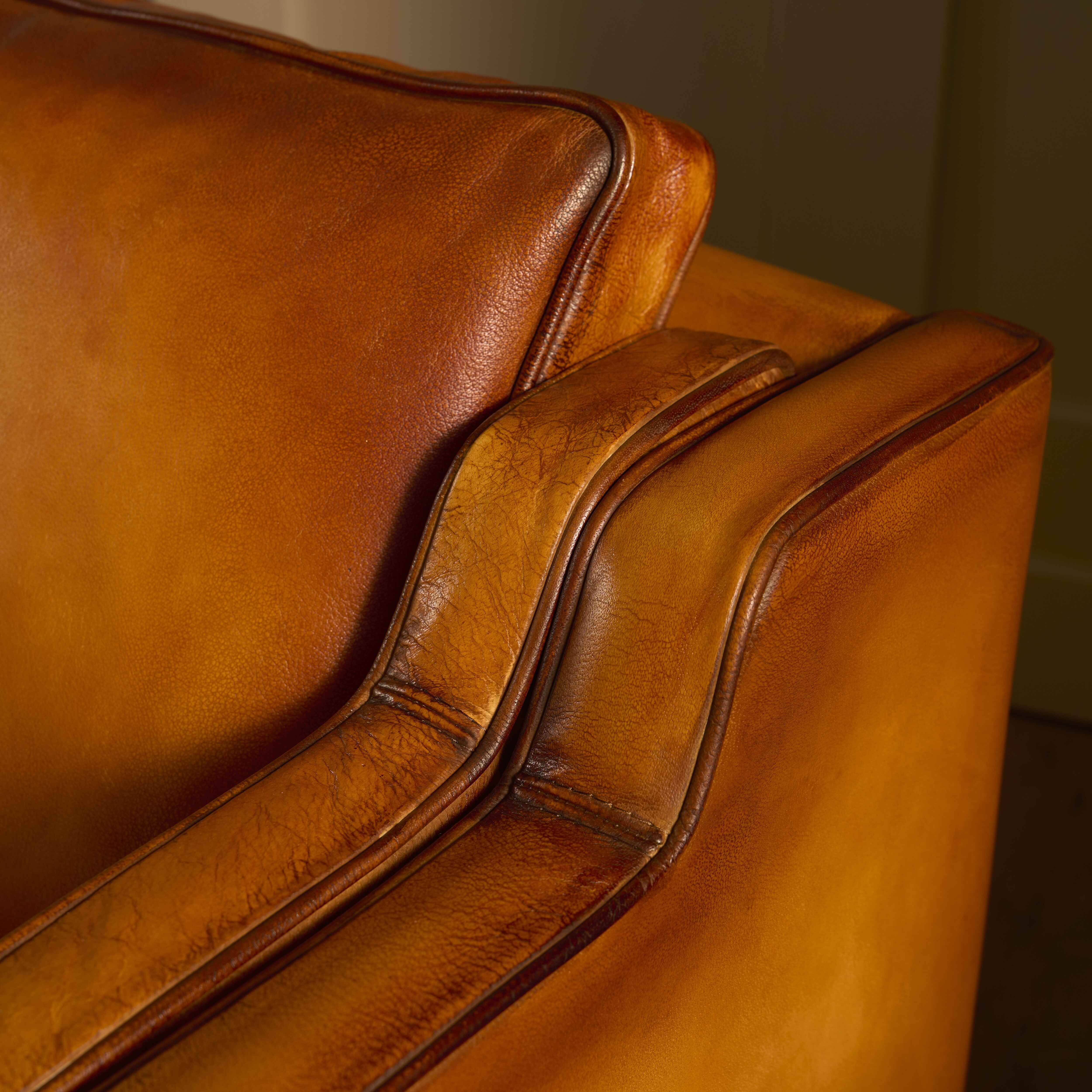 luxury-hand-dyed-mid-century-tan-leather-three-seater-sofa-cottage-stitching