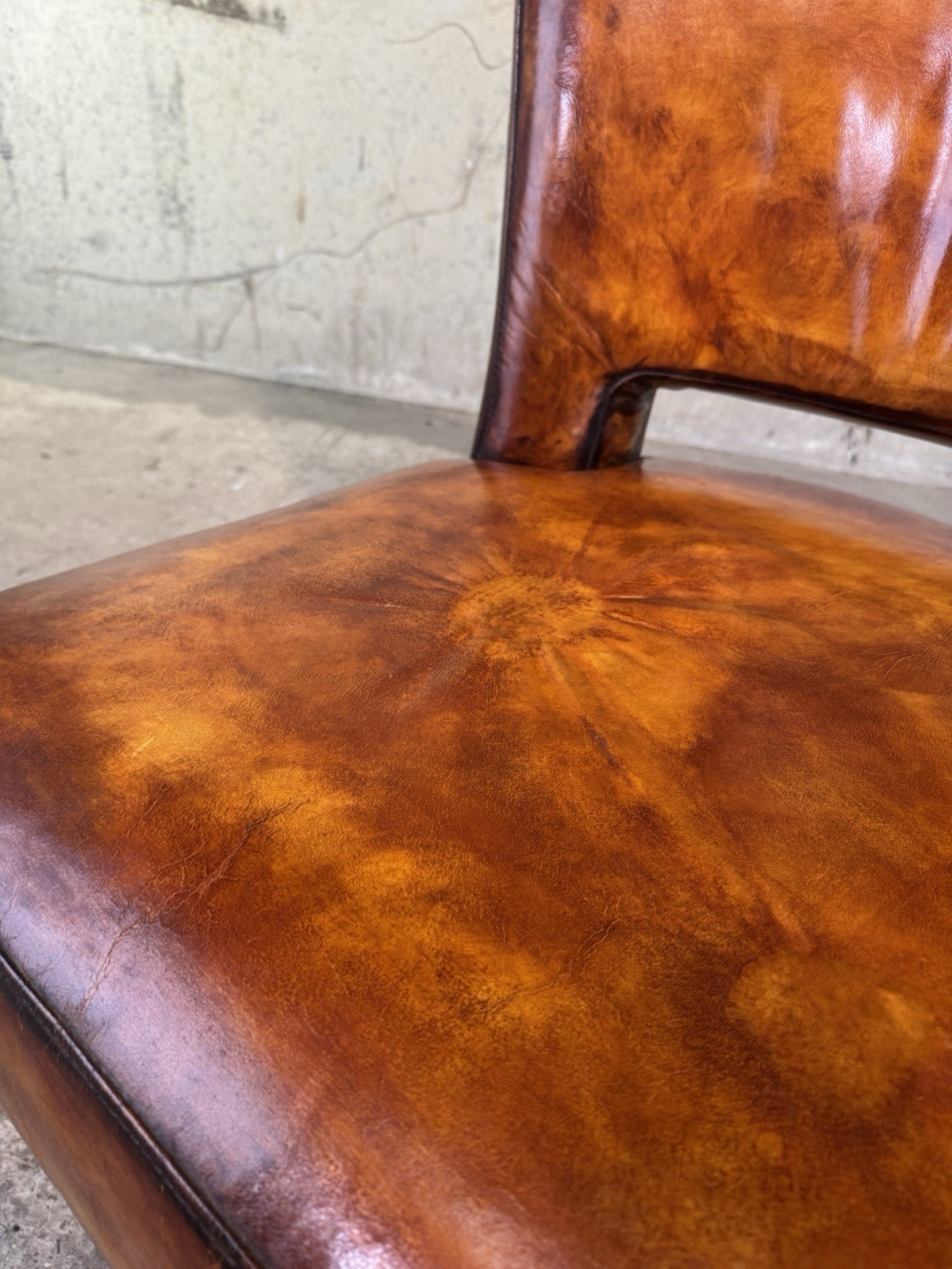 Pair of Vintage Andrew Martin Oversized Leather Chairs Hand-Dyed Light Tan